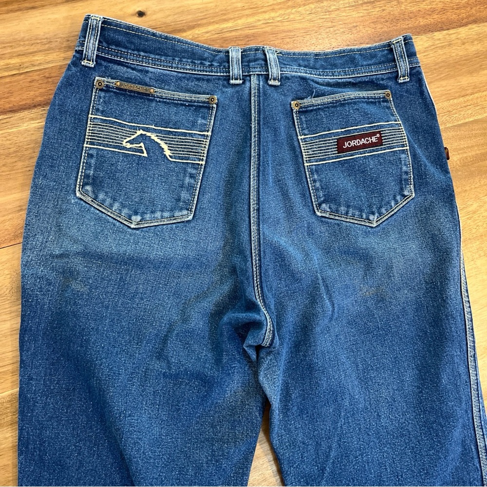 VTG 70s 80s JORDACHE Horse Head Jeans High Rise Straight Leg Denim 33x26 Faded
